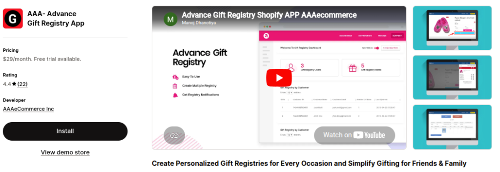 AAA‑ Advance Gift Registry App