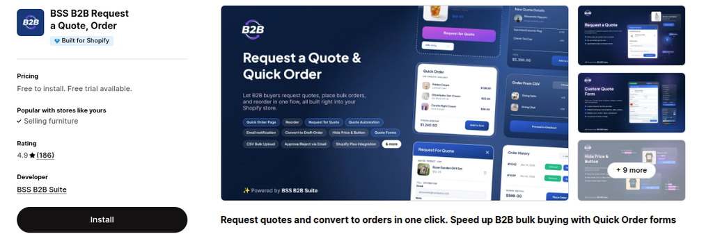 BSS B2B Request a Quote, Order