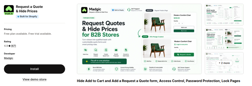 Request a Quote & Hide Prices