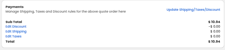 Update Shipping & taxes - Quotes Guru