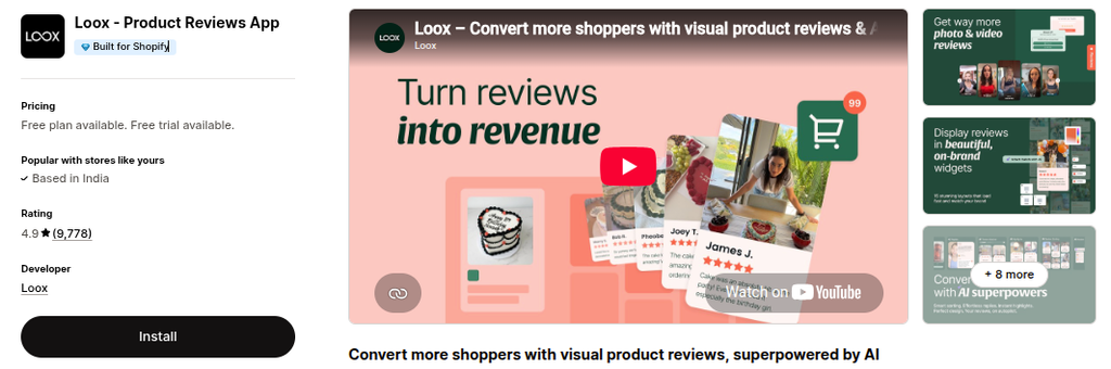 App Name: Loox ‑ Product Reviews App